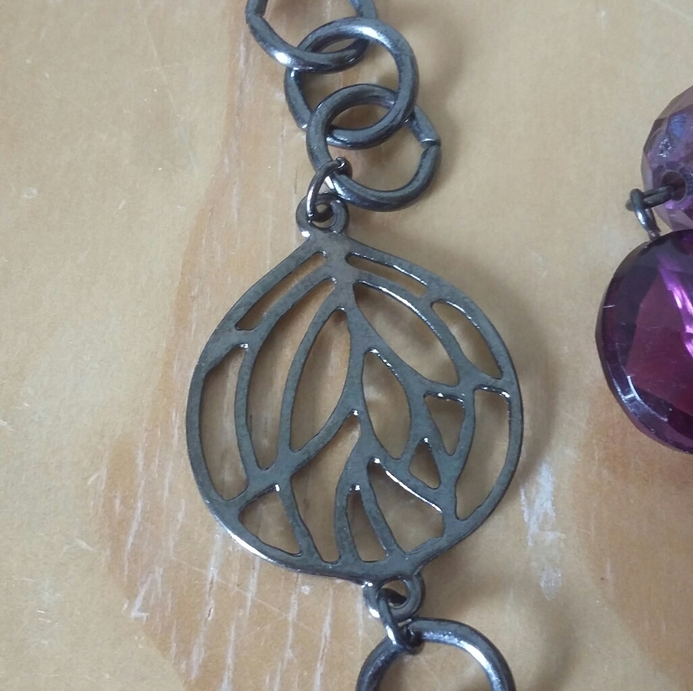 Long Purple & Black Necklace - Picture 3 of 4